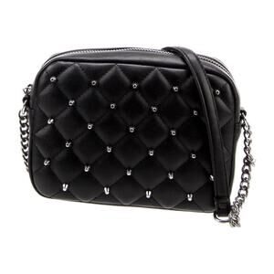 NWT Rebecca Minkoff Black Faux Leather Diamond Quilted Studded Crossbody Bag